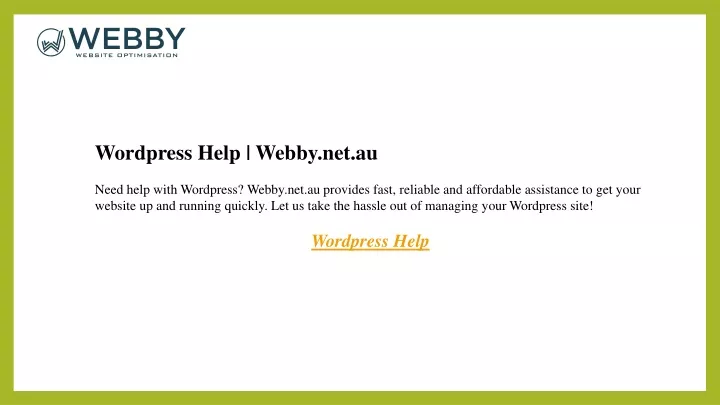 wordpress help webby net au need help with