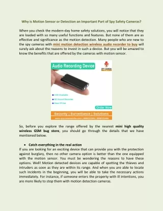 why is motion sensor or detection an important