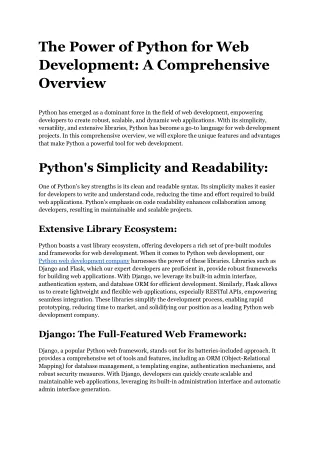 The Power of Python for Web Development_ A Comprehensive Overview