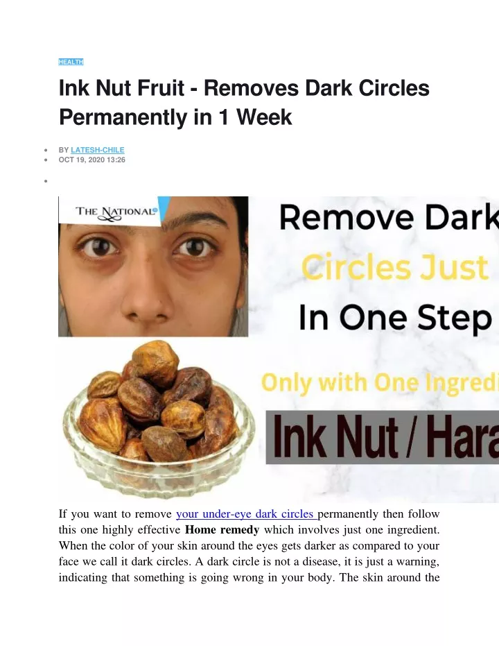 health ink nut fruit removes dark circles