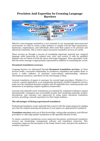 precision and expertise in crossing language