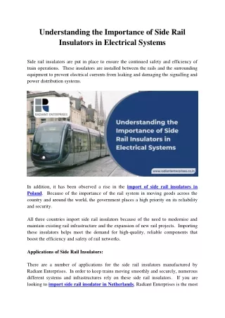 Understanding the Importance of Side Rail Insulators in Electrical Systems