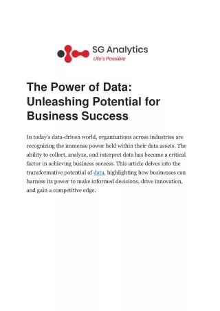 The Power of Data: Unleashing Potential for Business Success