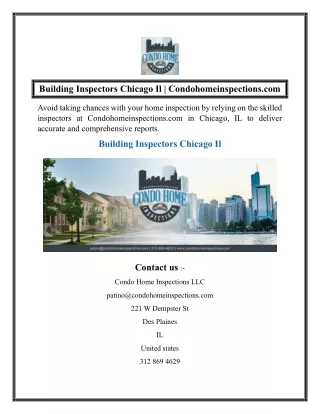 Building Inspectors Chicago Il  Condohomeinspections.com