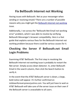 fix bellsouth internet not working