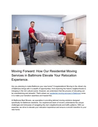 moving forward how our residential moving