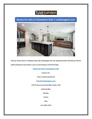 Homes For Sale In Champions Gate | Landonagent.com