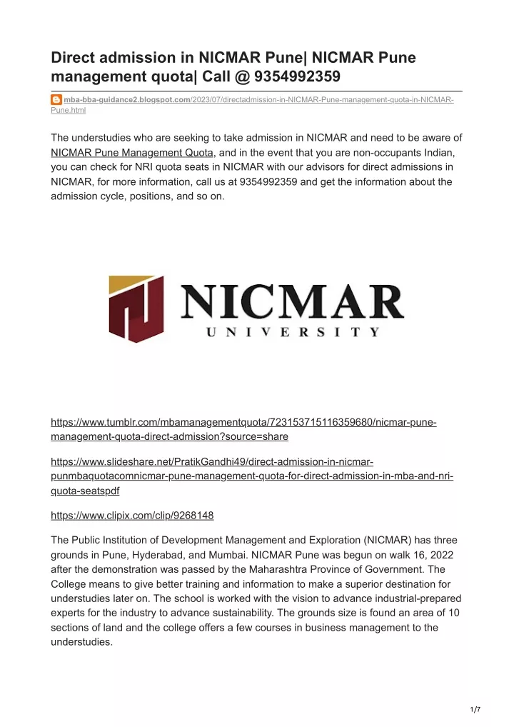 direct admission in nicmar pune nicmar pune