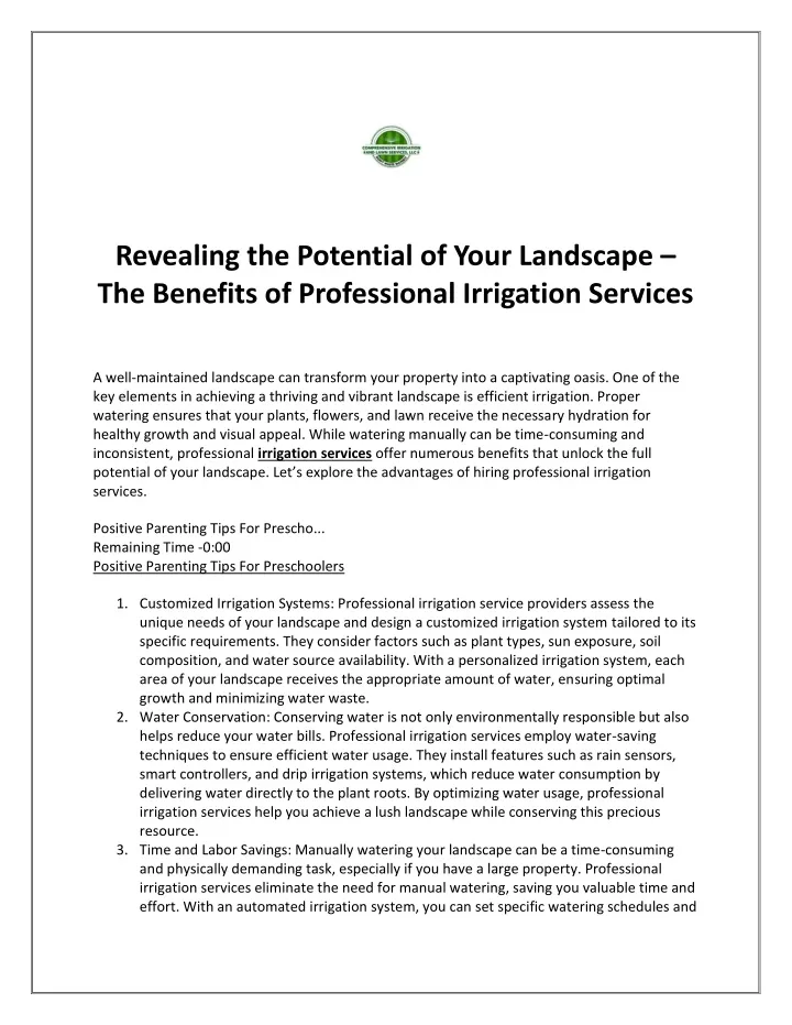 revealing the potential of your landscape