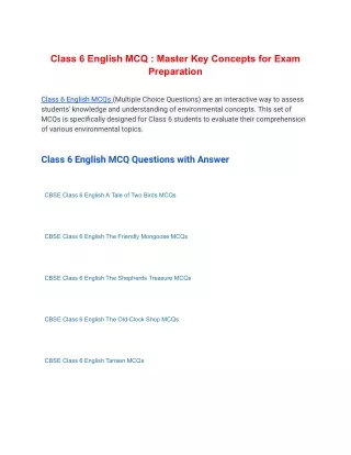 class 6 english mcq master key concepts for exam