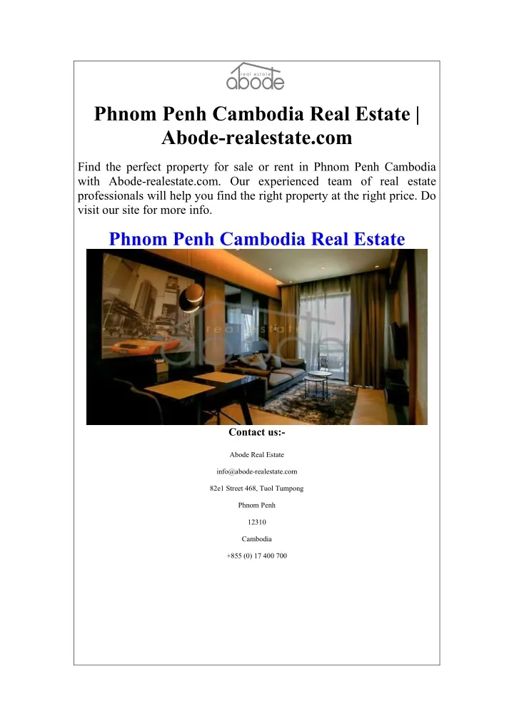 phnom penh cambodia real estate abode realestate