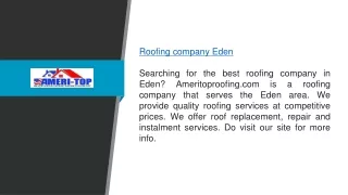 Roofing Company Eden  Ameritoproofing.com