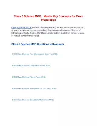 class 6 science mcq master key concepts for exam