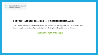 Famous Temples In India  Theindianfamilies.com