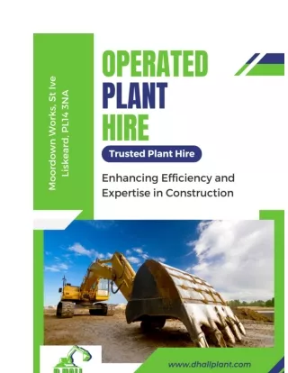 Operated Plant Hire In Cornwall & Devon | A Trusted Plant Hire Company