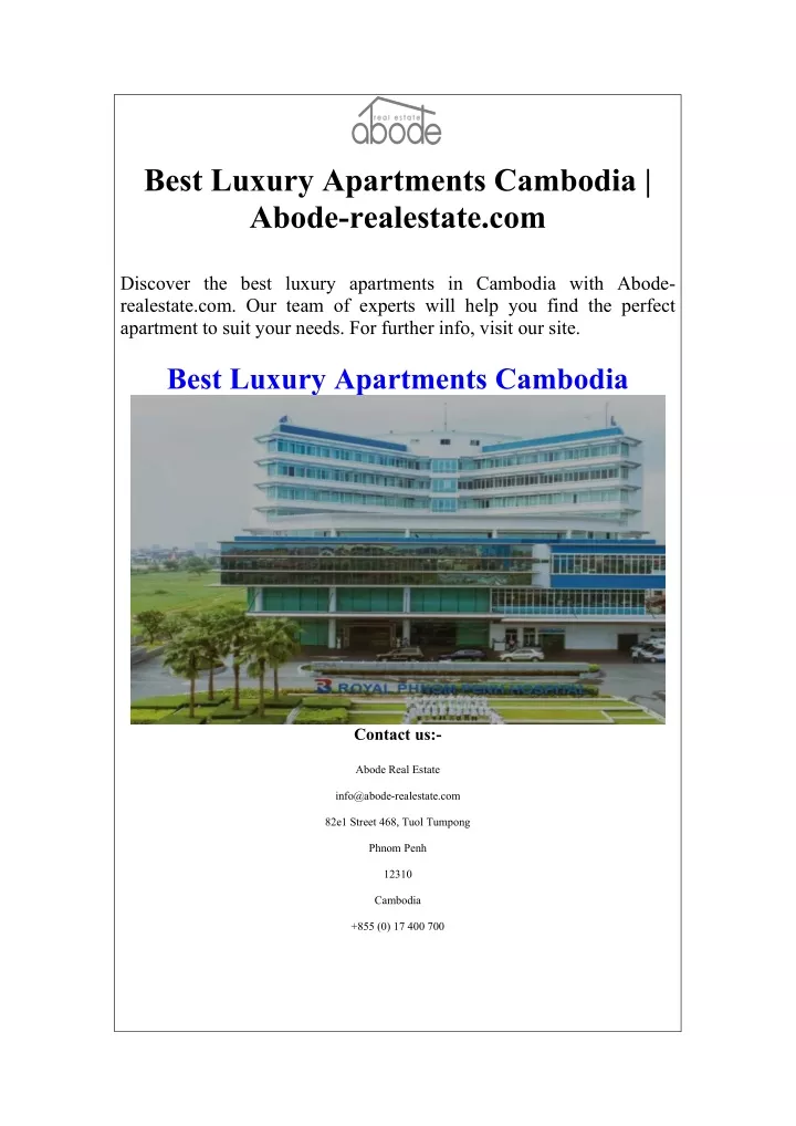 best luxury apartments cambodia abode realestate