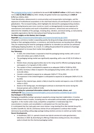 Packaging Testing Market Analysis and Forecast 2023-2033