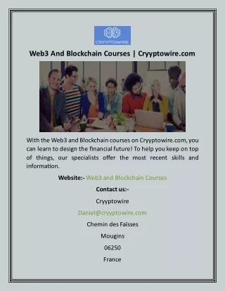 Web3 And Blockchain Courses  Cryyptowire