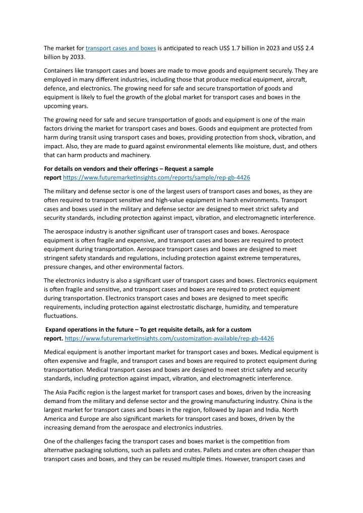 the market for transport cases and boxes