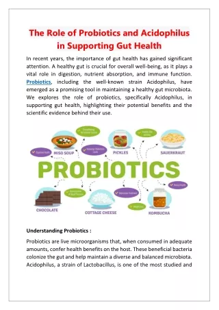 The Role of Probiotics and Acidophilus in Supporting Gut Health