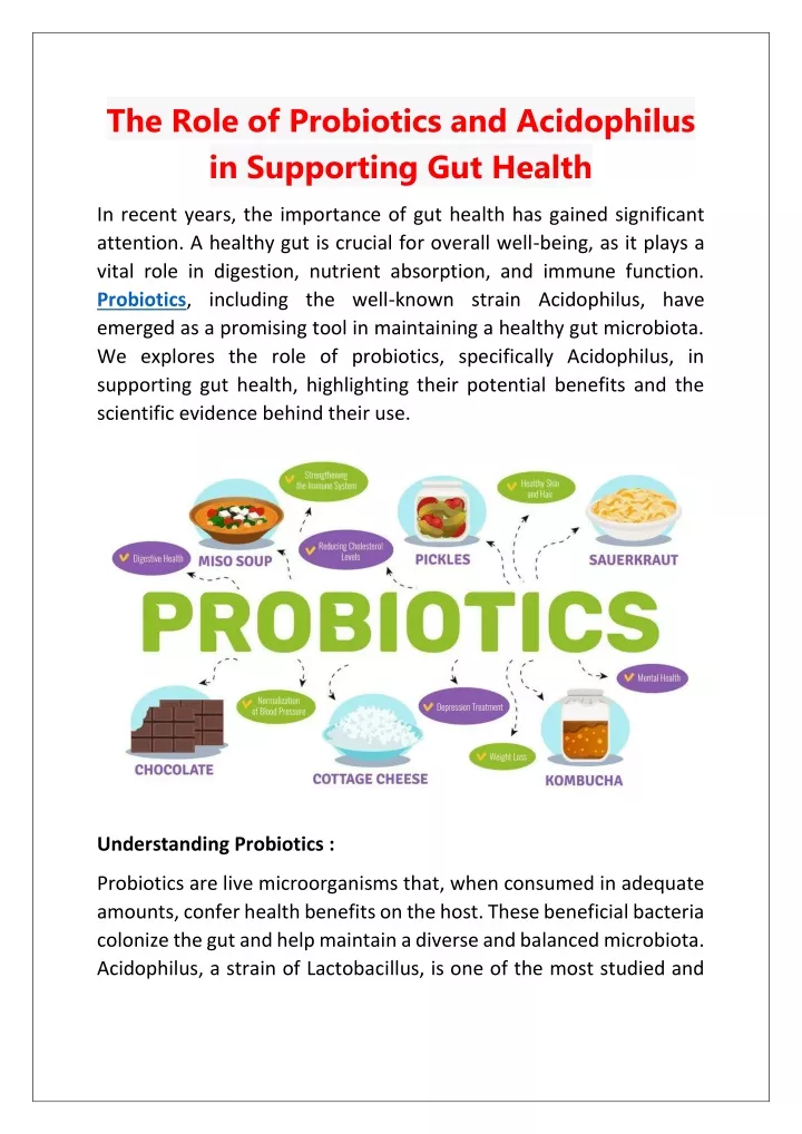 the role of probiotics and acidophilus