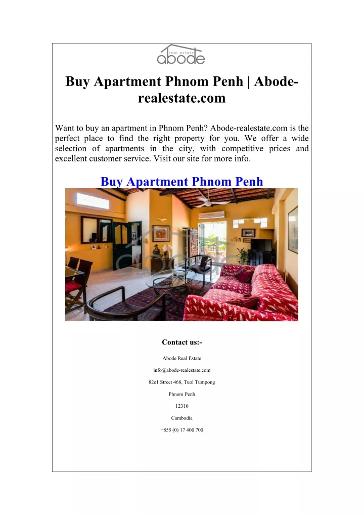 buy apartment phnom penh abode realestate com