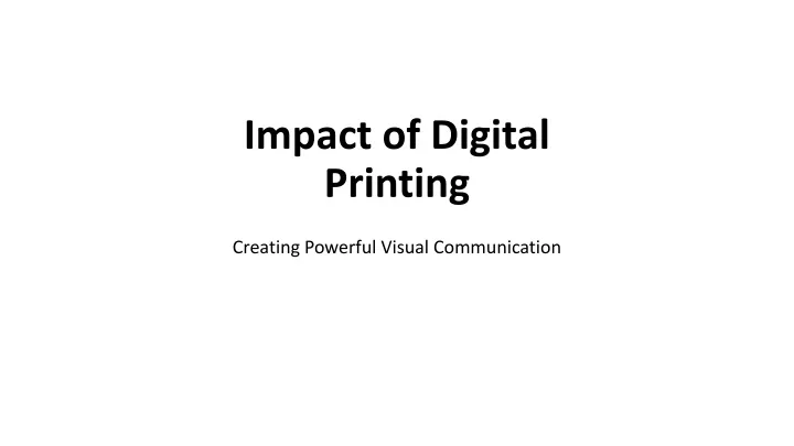 impact of digital printing