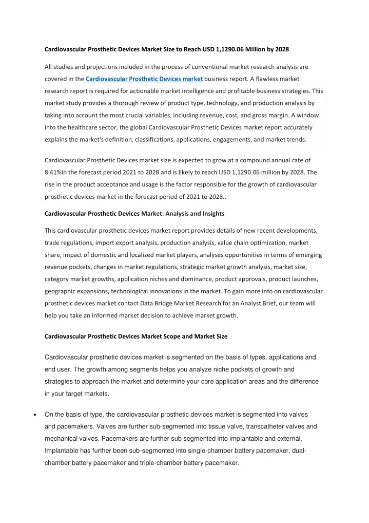 cardiovascular prosthetic devices market size