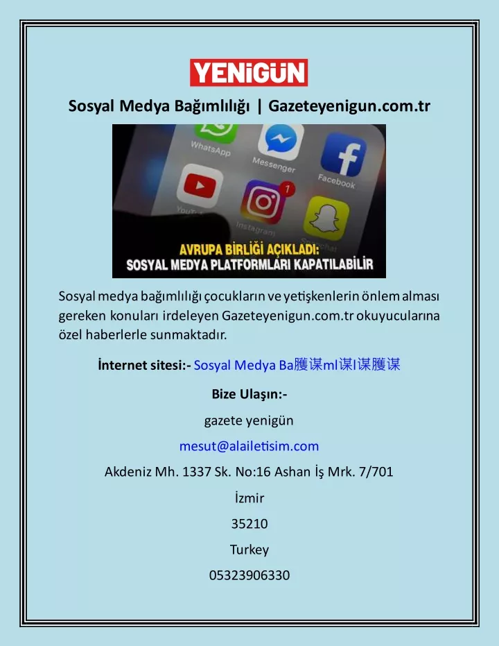 sosyal medya ba ml l gazeteyenigun com tr