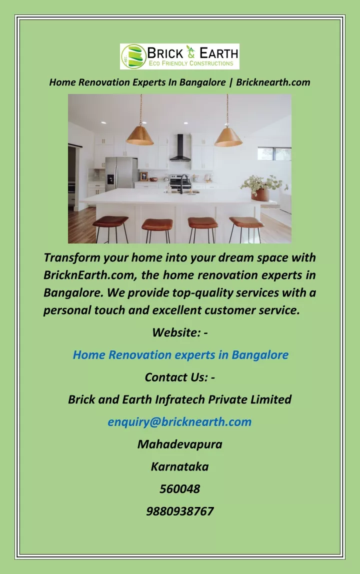 home renovation experts in bangalore bricknearth