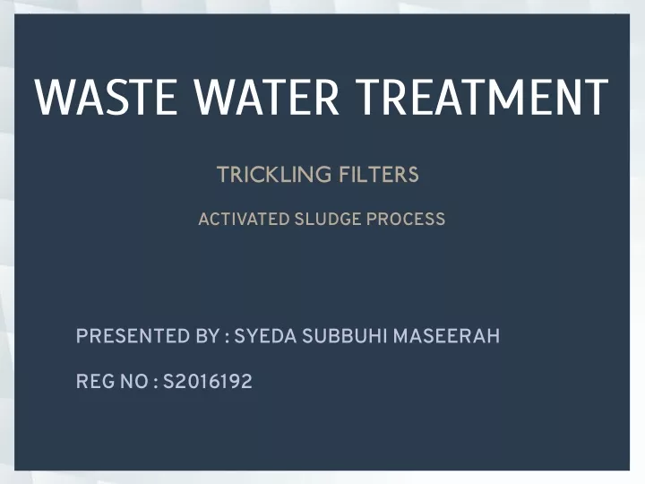 waste water treatment