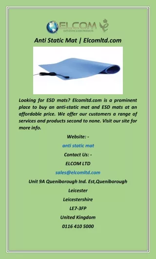 Anti Static Mat  Elcomltd