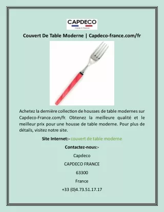 Couvert De Table Moderne Capdeco-france.comfr