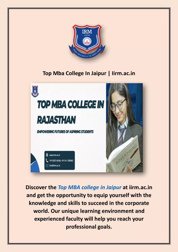 top mba college in jaipur iirm ac in