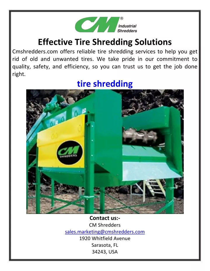 effective tire shredding solutions cmshredders