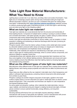 Tube Light Raw Material Manufacturers_ What You Need to Know[1]