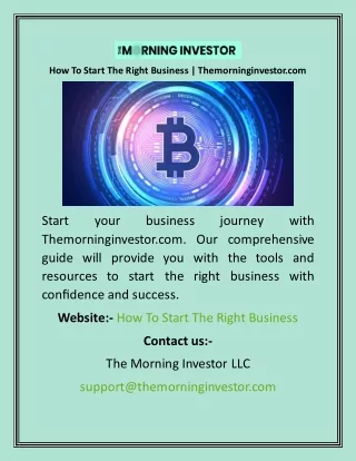 How To Start The Right Business  Themorninginvestor