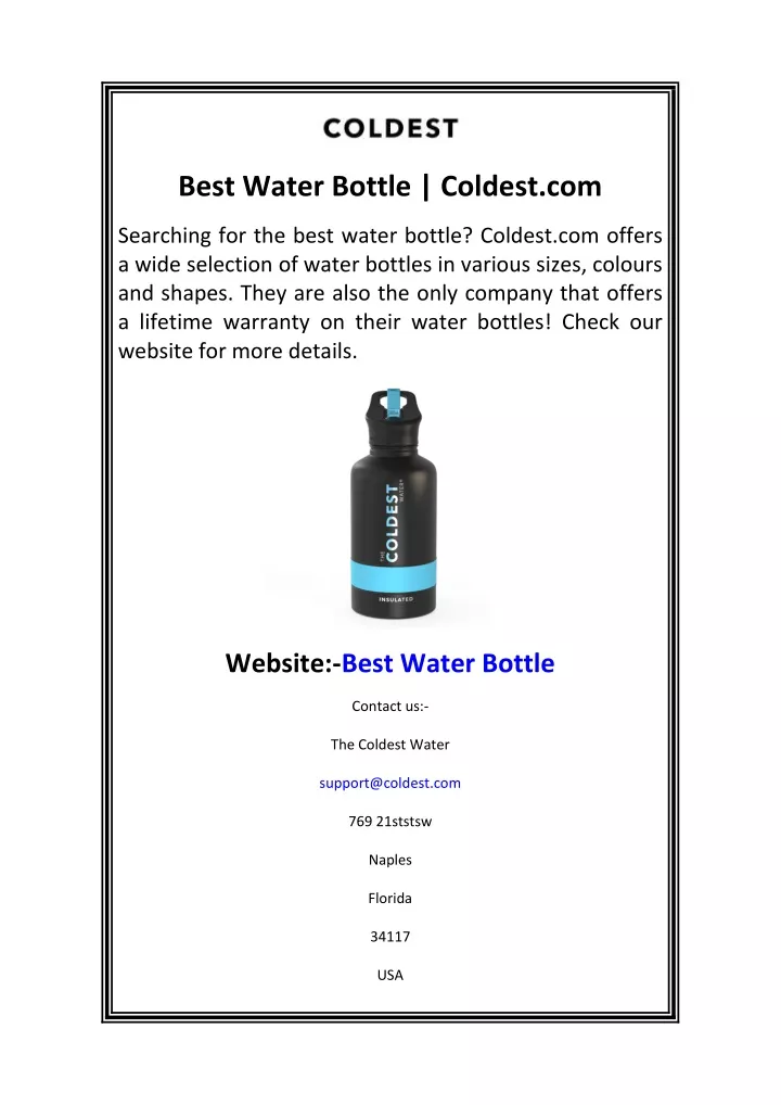 best water bottle coldest com