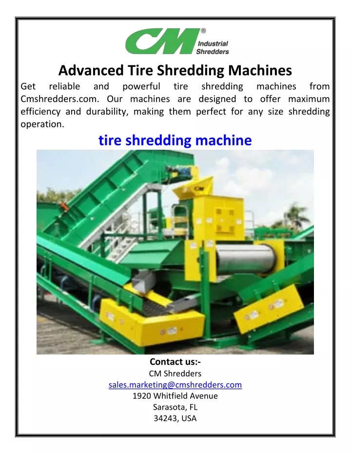 advanced tire shredding machines reliable