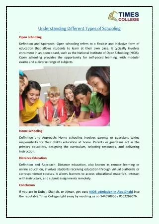 understanding different types of schooling