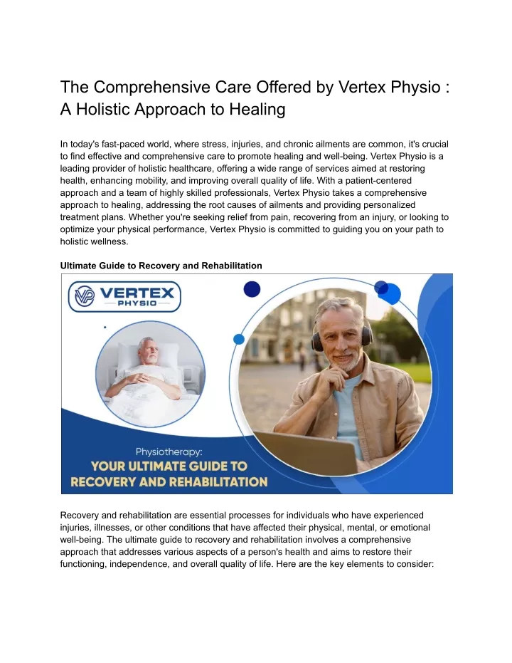 the comprehensive care offered by vertex physio