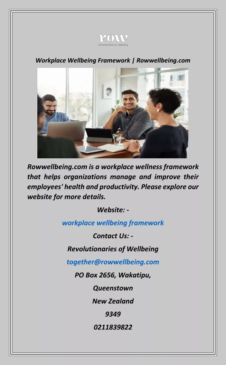 workplace wellbeing framework rowwellbeing com