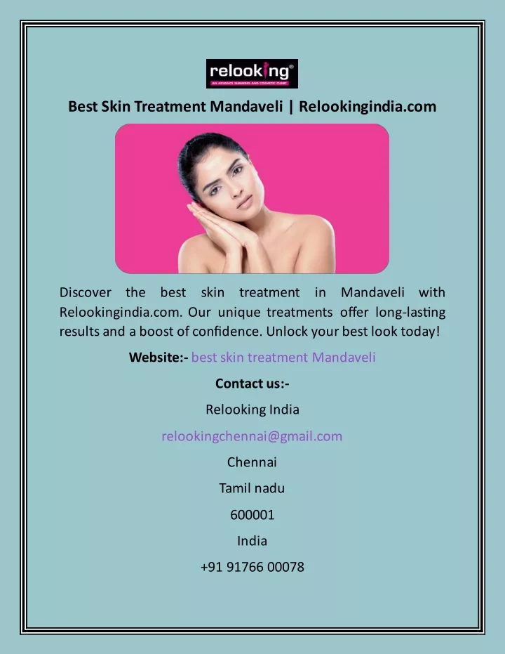 best skin treatment mandaveli relookingindia com