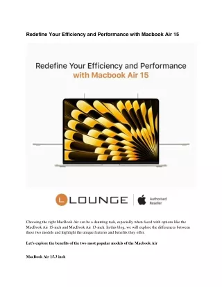 Redefine Your Efficiency and Performance with MacBook Air 15