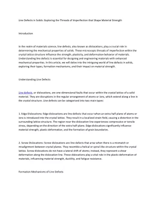 Line Defects in Solids