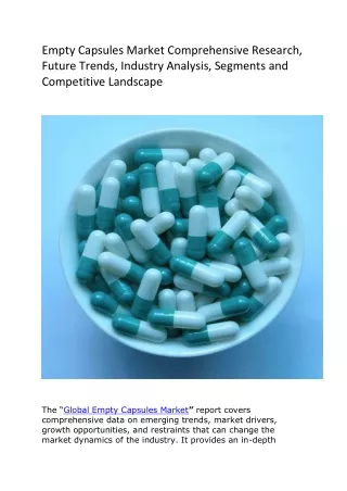 empty capsules market comprehensive research