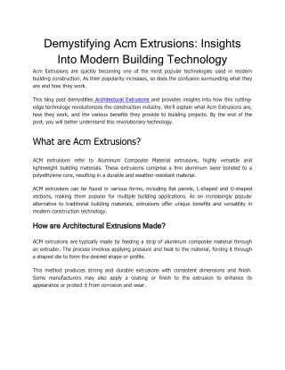 Demystifying Acm Extrusions Insights Into Modern Building Technology