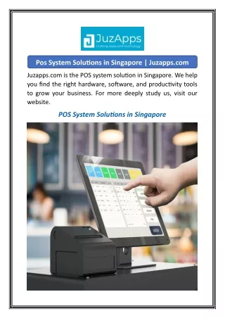 Pos System Solutions in Singapore Juzapps