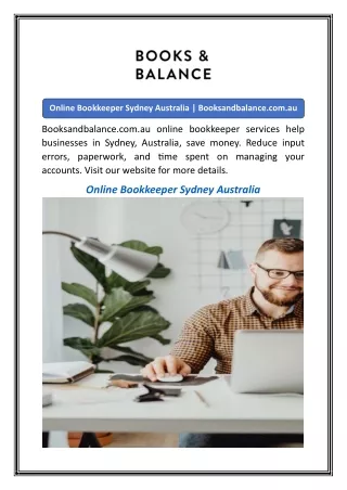 Online Bookkeeper Sydney Australia Booksandbalance.com