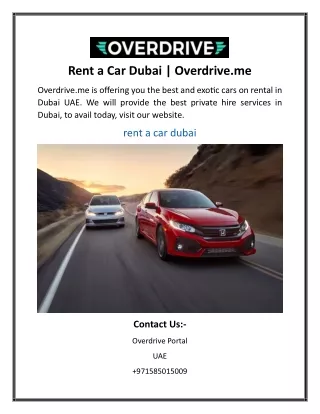 Rent a Car Dubai  Overdrive.me